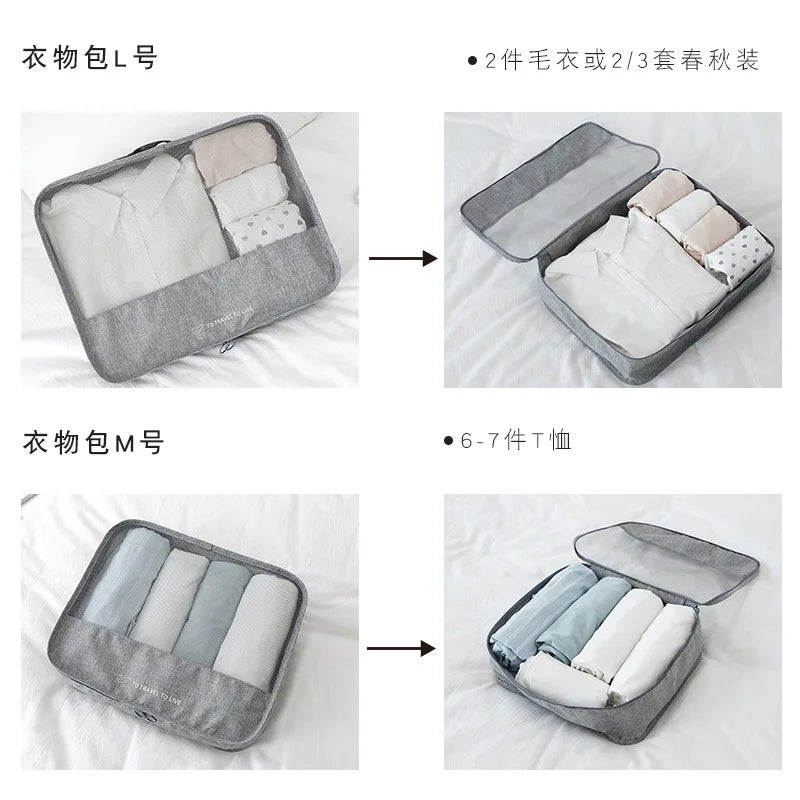 Travel Luggage Organizer Set with Mesh Window and Zipper Closure Lightweight Packing Cubes for Suitcase Storage Daily Use