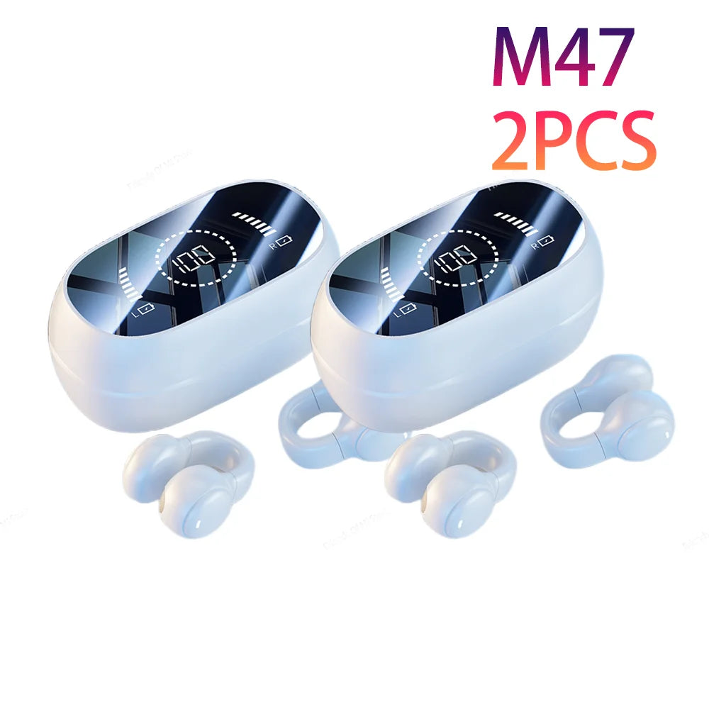 2pcs Bone Conduction Earphones Bluetooth 5.3 Wireless TWS Stereo Sport Headphones with Noise Cancelling Mic for Sports Gaming