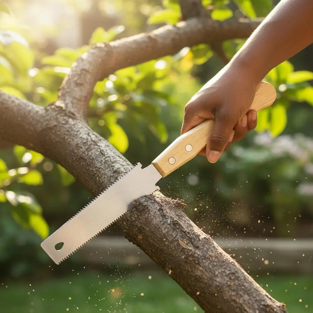 Small Woodworking Hand Saw Hand Saw with Non-slip Wooden Handle Pull Type Flexible Flush Cut Woodworking Cutting Tool