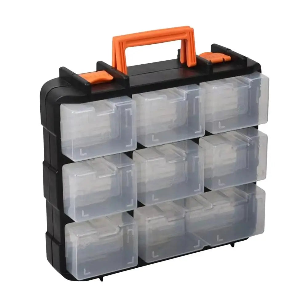 1pc Handheld Double-sided Tool Box Parts Storage Box Parts Manager with Detachable Divider Hinge Cover for Parts Storage