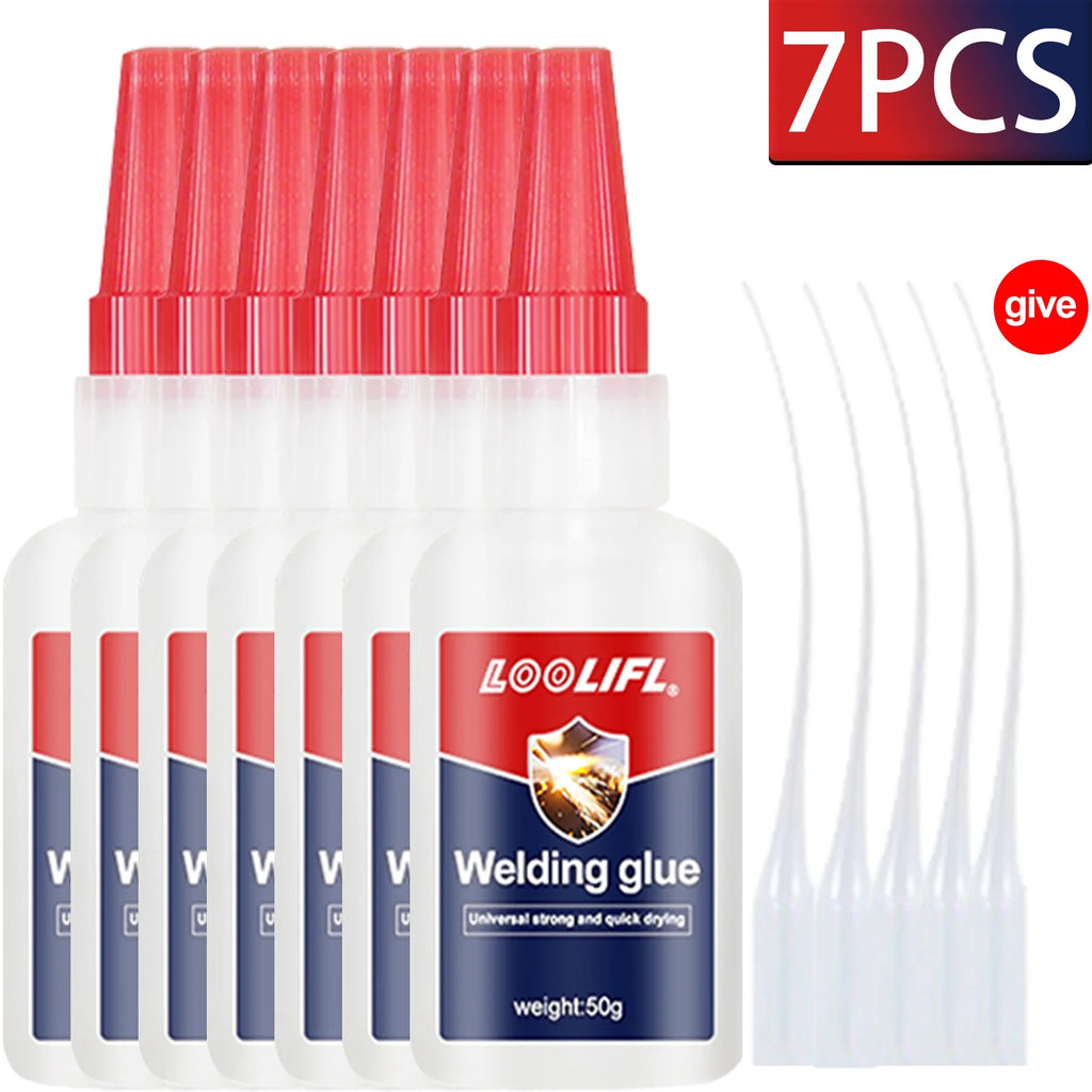 LOOLIFL 7PCS 50ml Super glue High Strength Quick-drying Cyanoacrylate Adhesive for leather, rubber, wood, Metal Liquid glue 20g