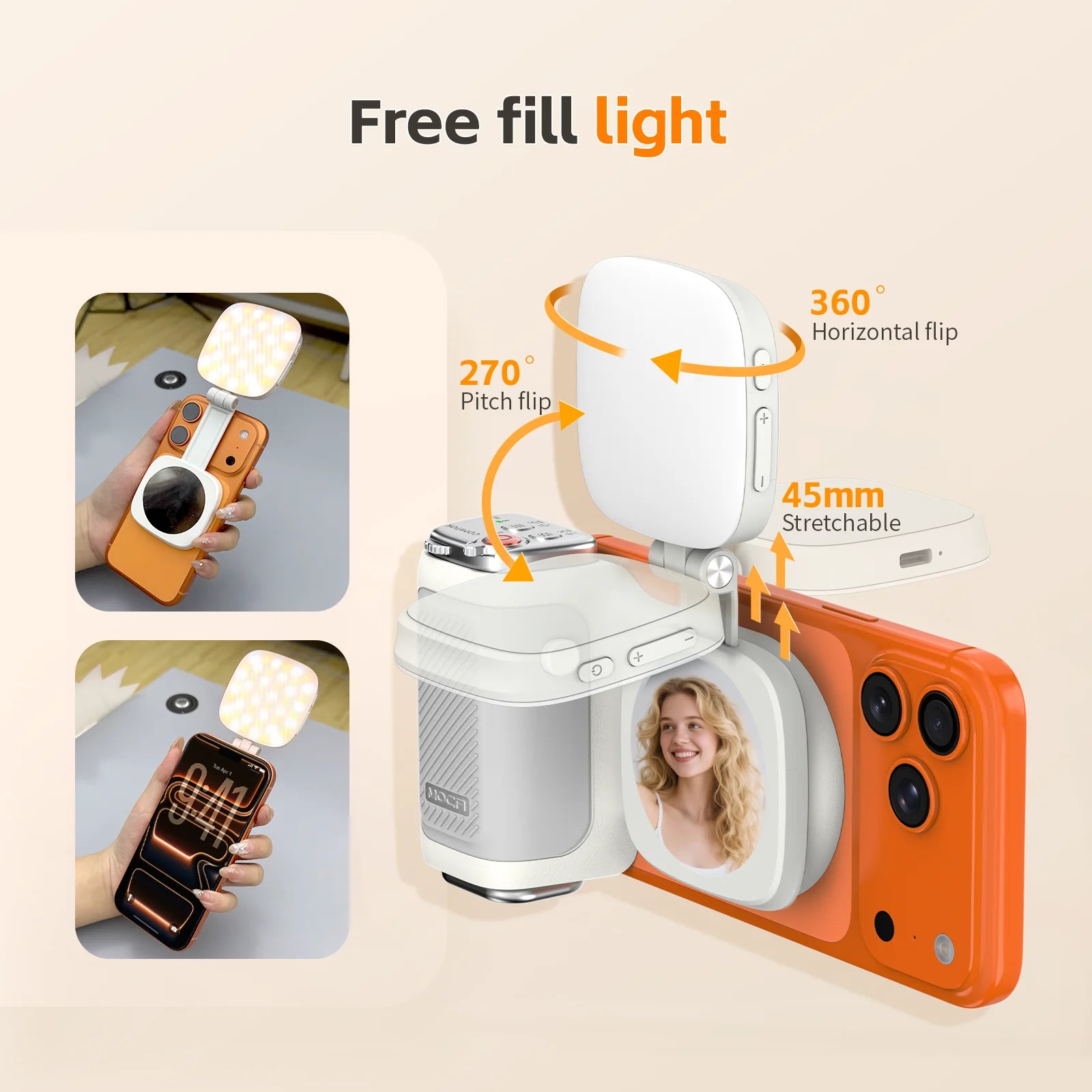 COMITOK MOCA iPhone Wireless Selfie Booster, with Focus Lock/DSLR Shutter,Rechargeable Remote Control+Optional Mirror/Fill Light