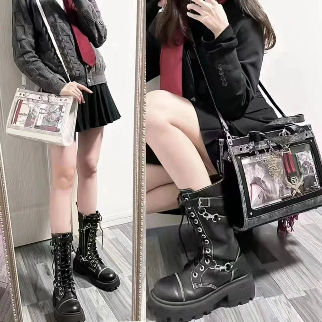 Original design niche fashion versatile simple daily pain bag large capacity chain love sweet cool portable messenger