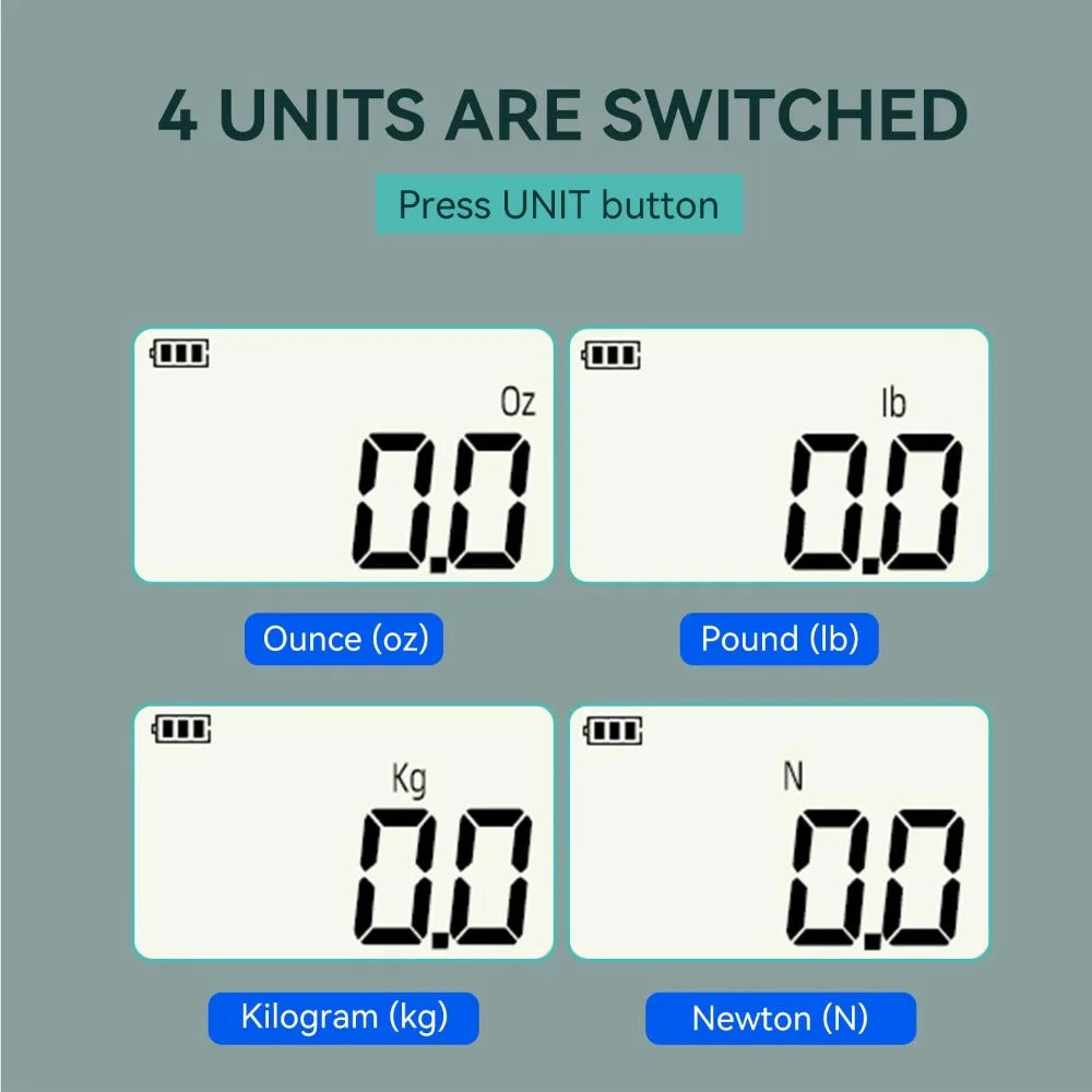 500N Digital Force Gauge High-Precision Push-Pull Meter for Tension & Compression Testing (N, Kg, Lb, Oz) for Material Testing