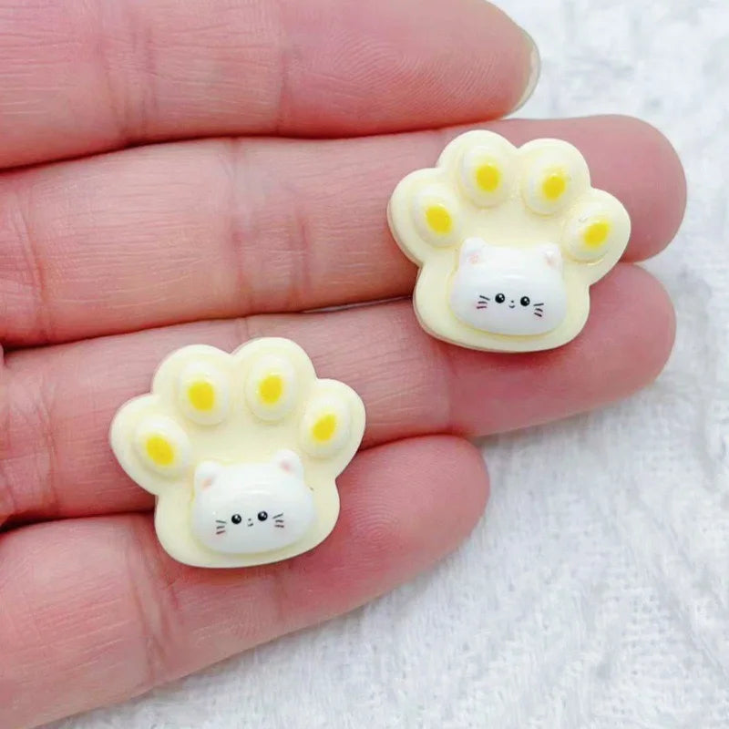 10pcs Cartoon Cute Cat Claw Resin Patch Creative Water Cup Decoration Phone Case Refrigerator Adhesive Material