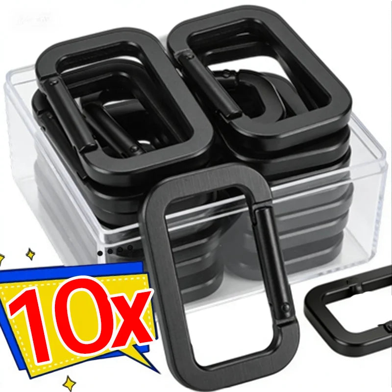 Square Carabiner Hook Aluminum Alloy Lightweight Camping Hiking Backpack Clip Keychain Gear Holder Black for Outdoor Travel