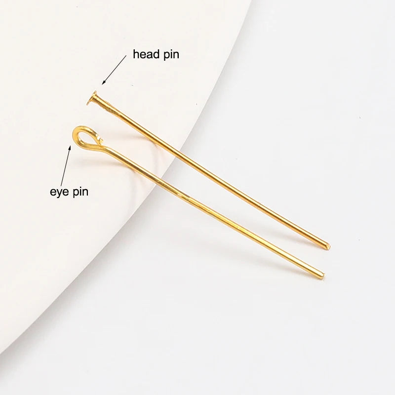 100PCS 2inches (50mm) Copper Flat Head Pins Open Eye Pins For Jewelry Making Basics Findings Accessories