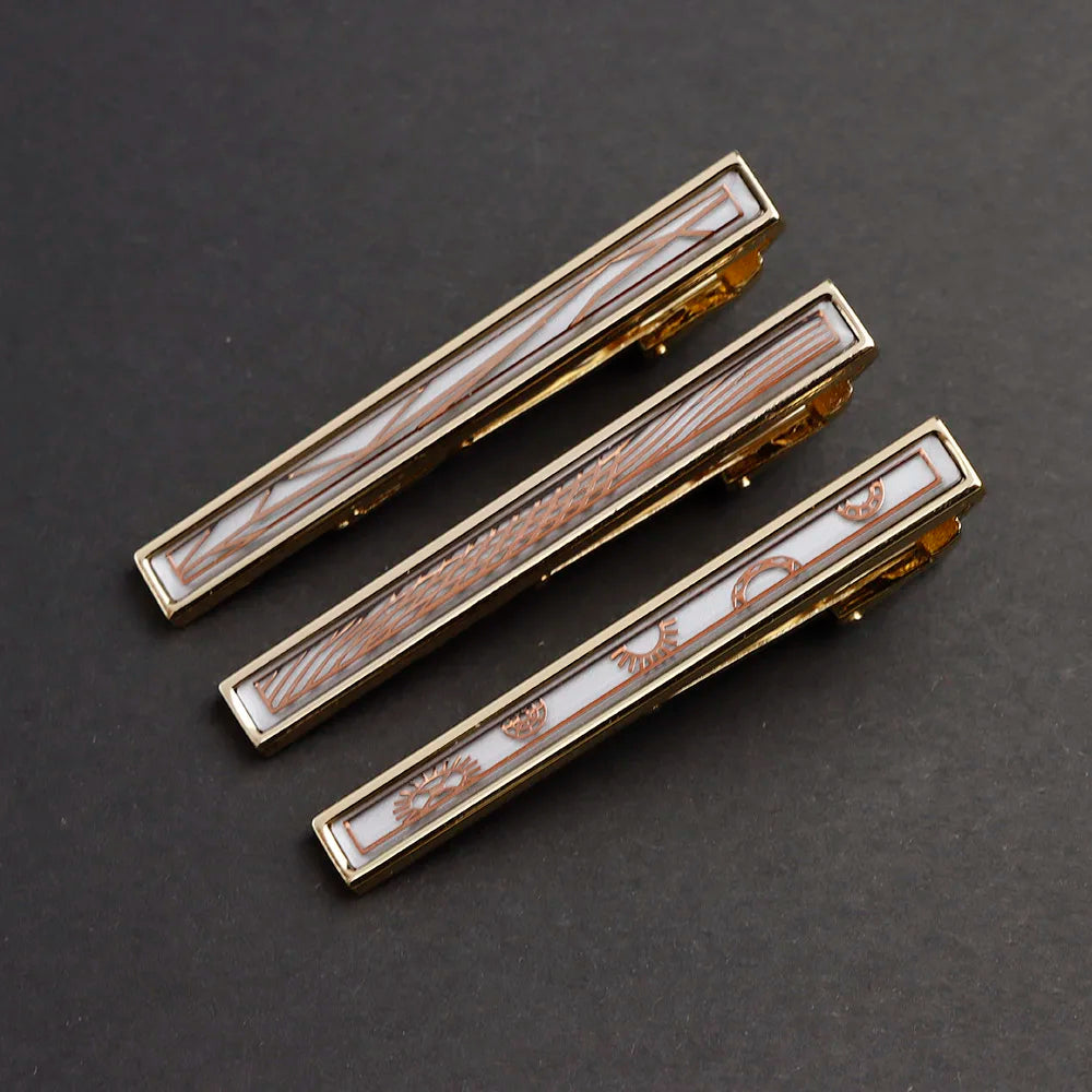New High Quanlity Classic Golden Sliver 6cm Designer Metal Tie Clips Set Necktie Pin For Men Business Banquet Accessories Gift