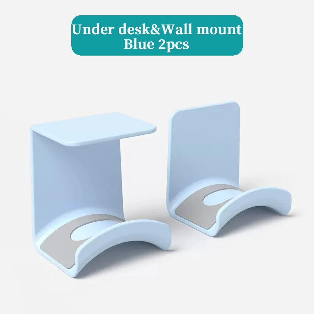 Universal Headphone Stand No Punching Plastic Wall Mount Hanger Under Desk Headset Rack Holder Support for Gaming Earphone