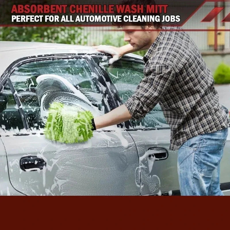 Car cleaning microfiber, 2-piece set - scratch free and lint free, high-quality lint microfiber car wash gloves - green