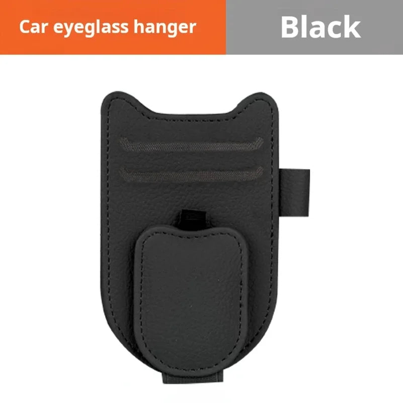 Magnetic Car Sunglasses Holder Sun Visor Glasses Clip PU Eyeglasses Hanger Portable Ticket Card Clip Auto Accessories