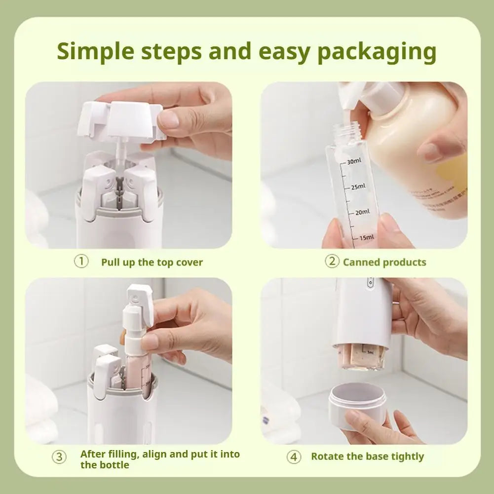 4 In 1 Travel Dispenser Set Portable Refillable Travel Container Lightweight Storage Bottle For Shampoo Conditioner Lotion