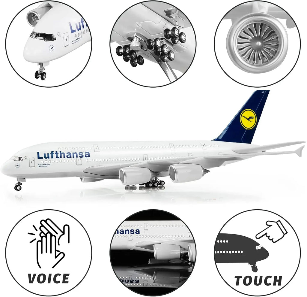1:160 Scale Lufthansa A380 Diecast Resin Airplane Models kit with Stand Wheel collectible aircraft for  Aviation Enthusiast Gift