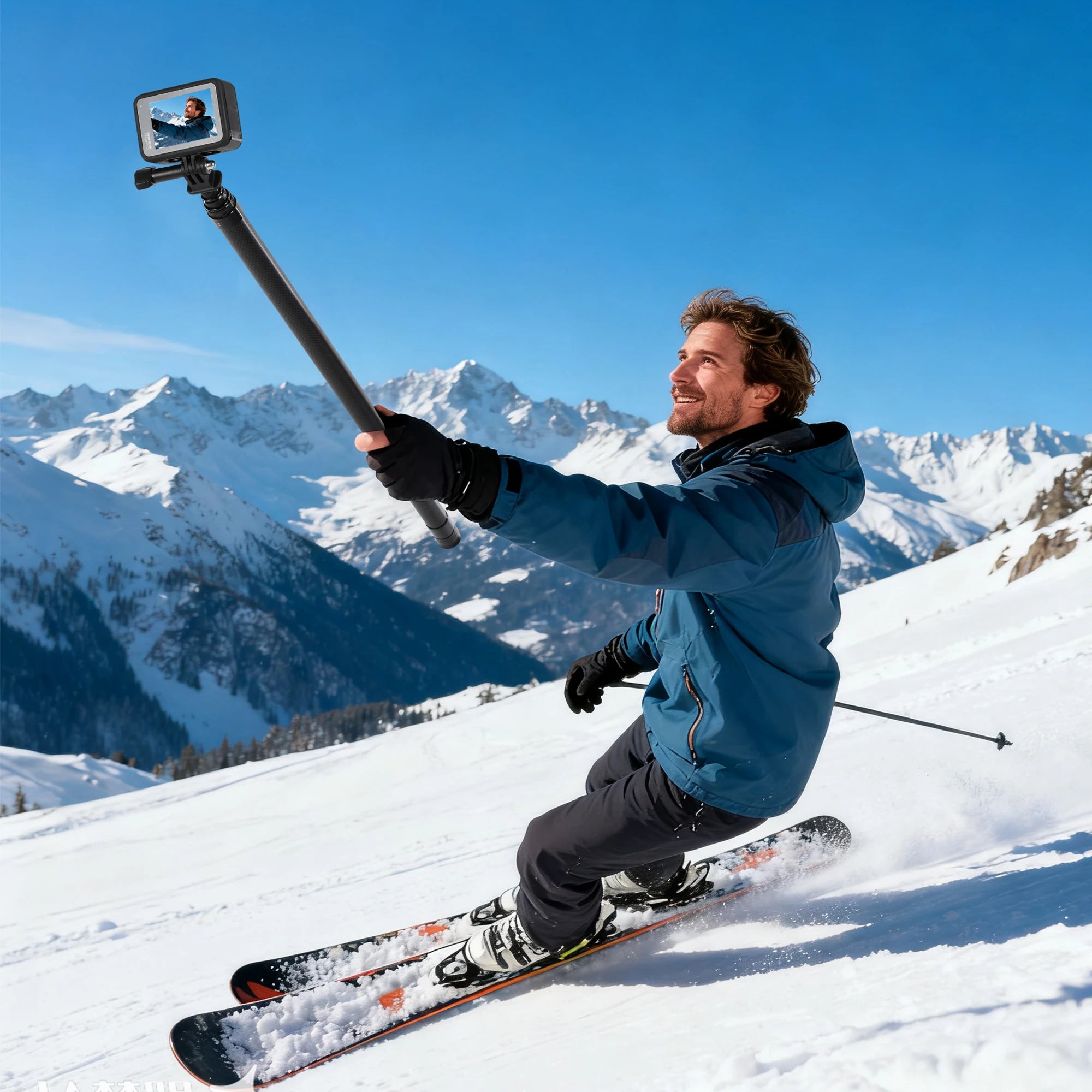 3M Carbon Fiber Invisible Selfie Stick, 1/4" Screw Telescopic Extension Pole for Insta360 X5X4, DJI Action, GoPro