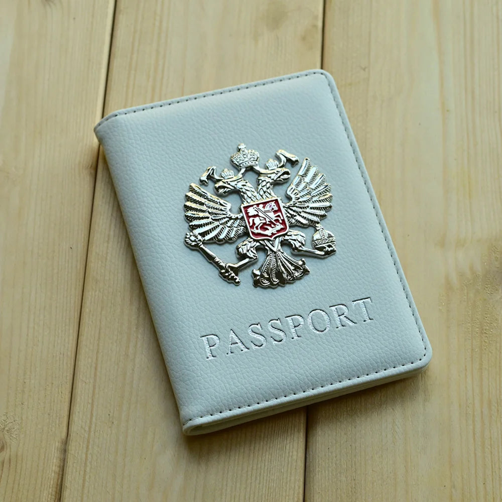 Metal Russian National Emblem Passport Cover Fashion Travel Wallet Passport Bag Travel Document Organizer Passports Clip