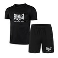 2026 New Everlast Boxing Men's 2-Piece Tracksuit, Summer Black Short Sleeve T-Shirt and Shorts Casual Sports Outfit