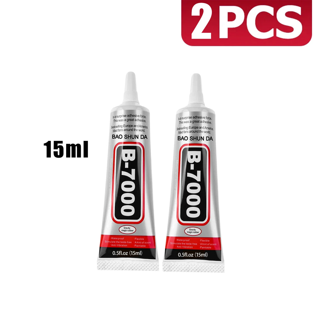 B7000 Multi-Purpose Industrial-Grade Clear Soft Adhesive for Rhinestone Jewelry, Phone Cases, and Glass Screens; Waterproof Adhesive (15g/25g/50g/110g)