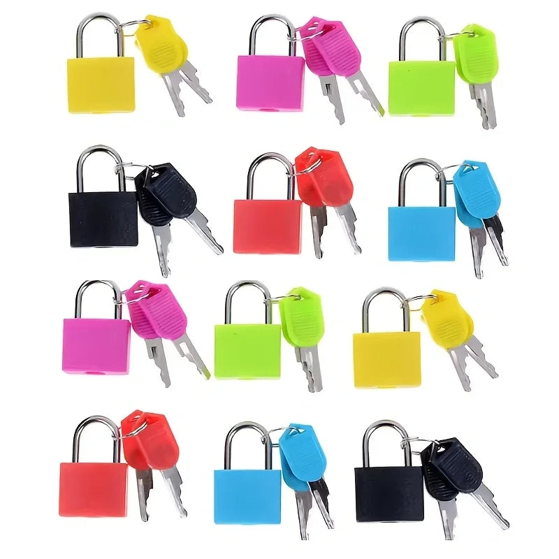 3/6Pcs Mini Colorful Padlock with 2 Keys Small Suitcase Lock Luggage Bag Drawer Cabinet Backpack Locks