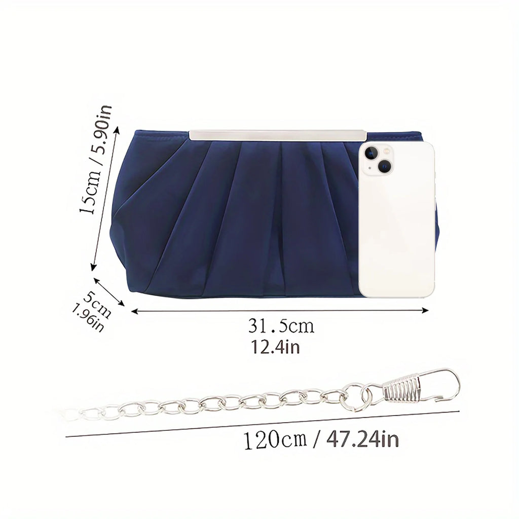 European and American pleated silk polyester dinner bag, simple and generous ladies hand bag, large capacity ladies bag