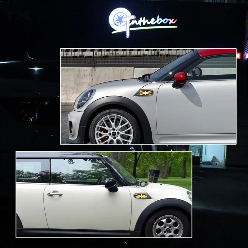Sequential Amber LED Union Jack Style Front Side Marker Turn Signal Lights For MINI Cooper R55 R56 R57 R58 R59 Fender Flare Lamp