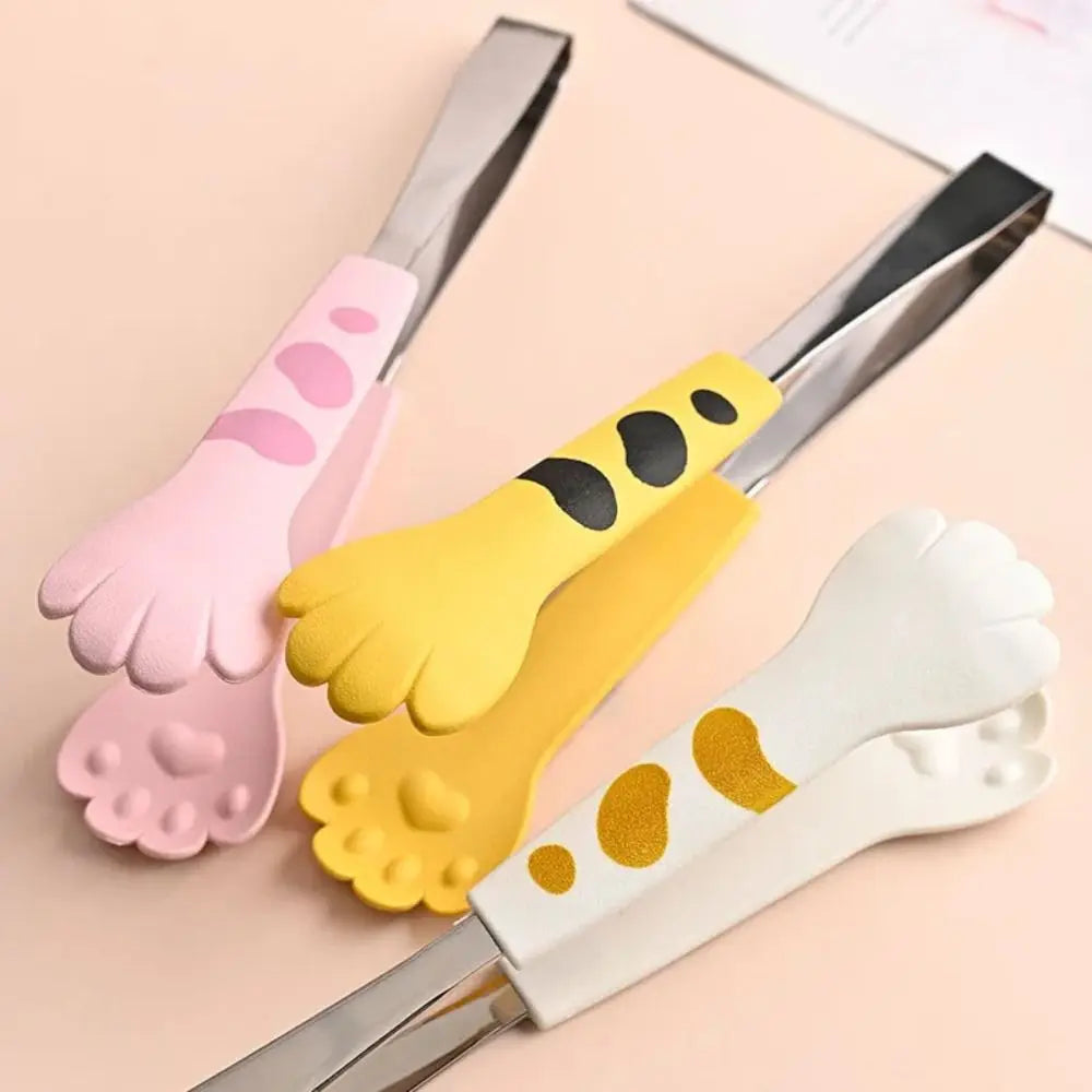 Cartoon Cat Paw Shape Food Tongs Sandwich Baking Clip Kitchen Gadgets Meal Tongs Stainless Steel Barbecue Tongs
