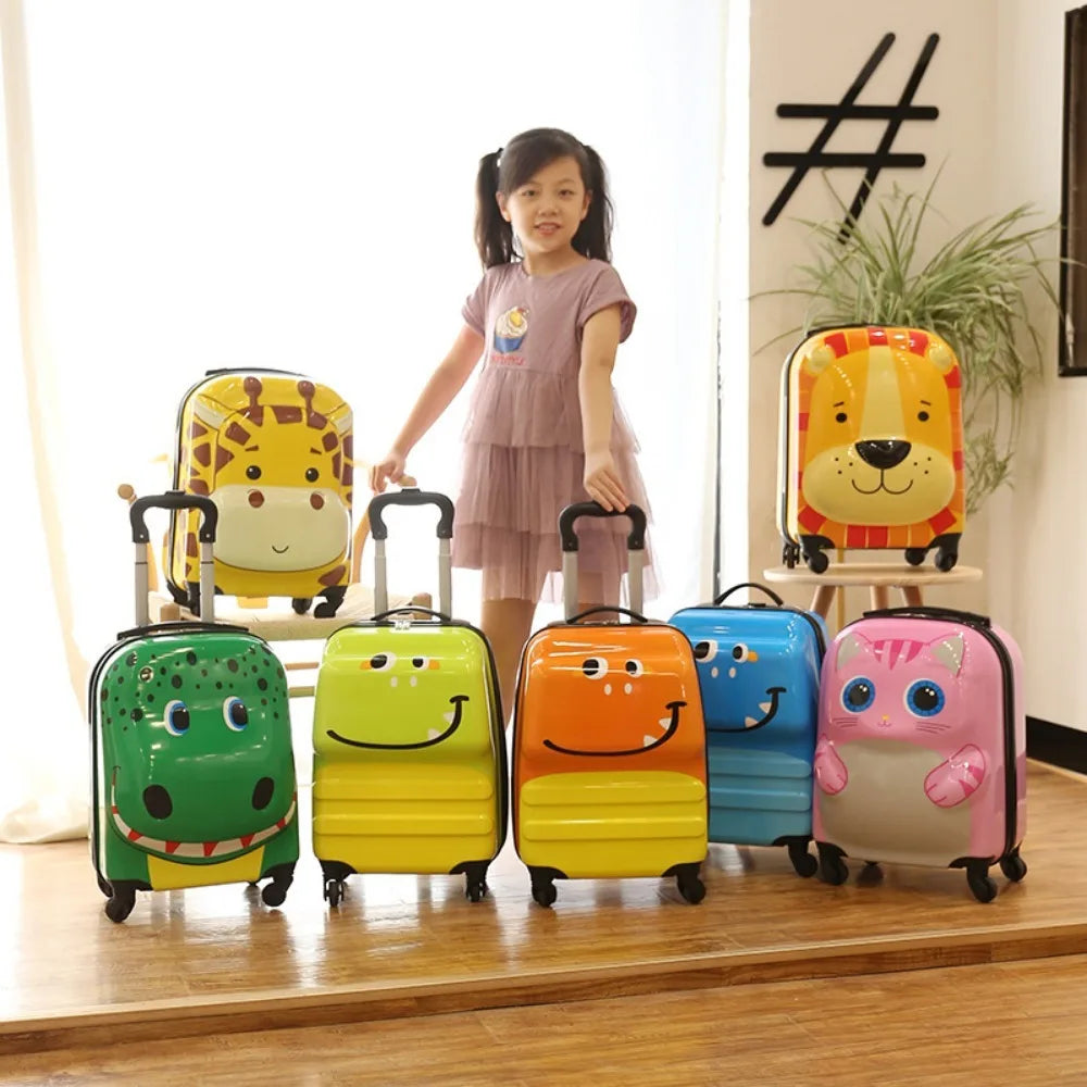 ABS Material Rotating Cartoon Children's Suitcase 18-inch Universal Wheel Suitcase Cute Animal 3D Stereo Student Suitcase