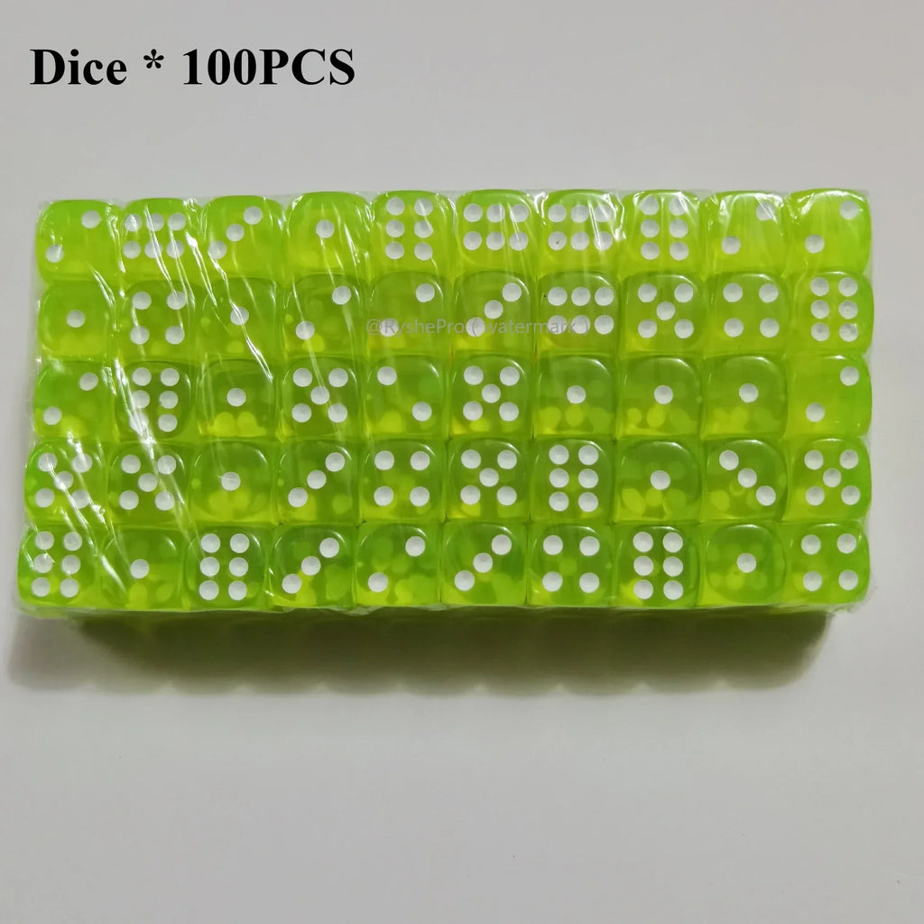 100 Pieces Colored Dices 14mm 6 Sided with Acrylic Material Standard Game Dice Set for Board Games Parties Classroom Math Dice