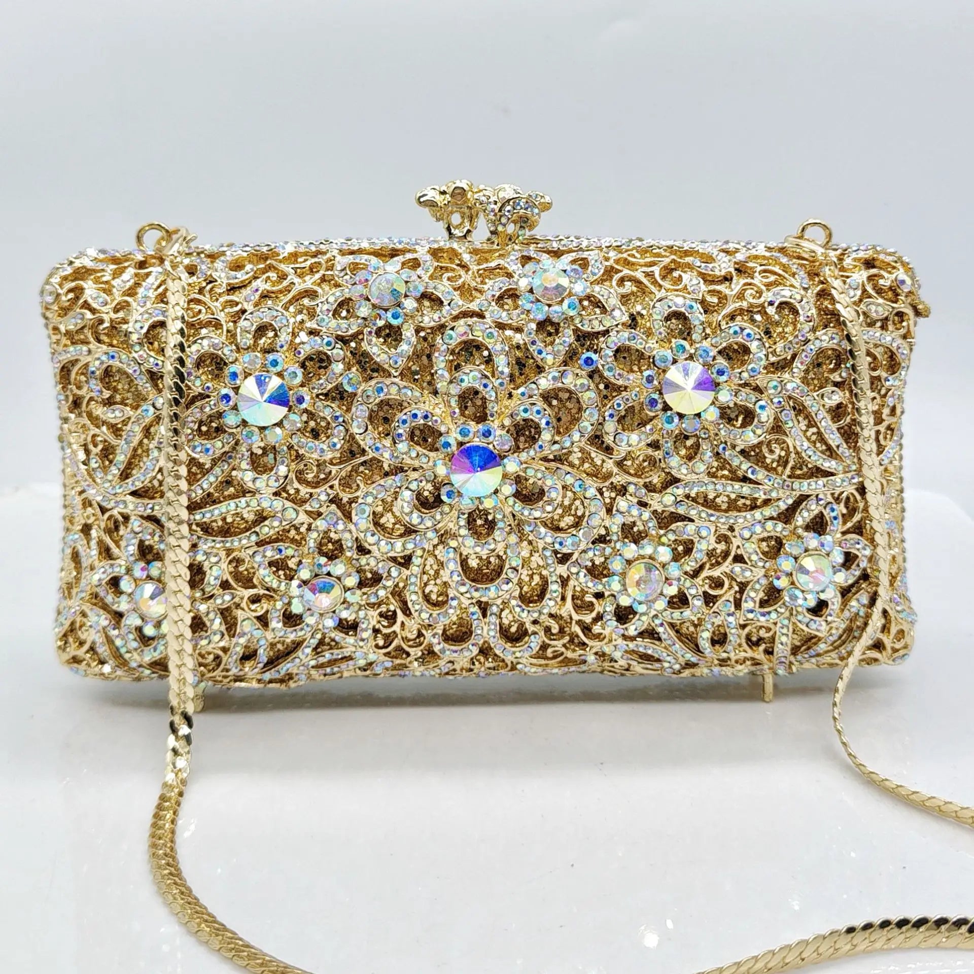 Sparkling Party Bags Luxury Banquet Wedding Engagement Full Diamond Crystal Bag Girl Birthday Photo Clutch Bag Rhinestone Purse