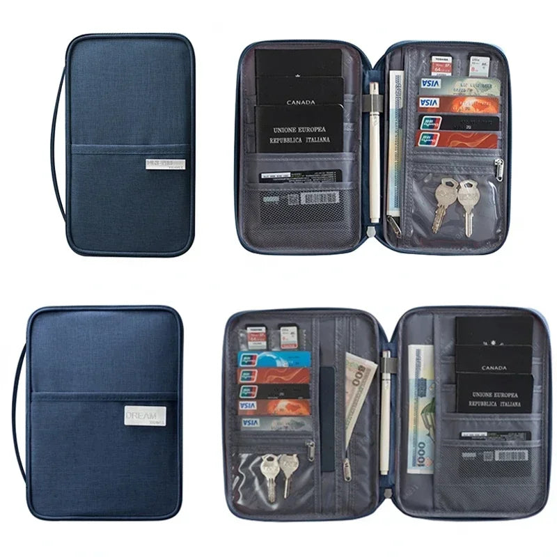New Women Multi-Function Waterproof Travel Passport Holder Cover Case Pink Bags Family Document Organizer Travel Accessories Bag