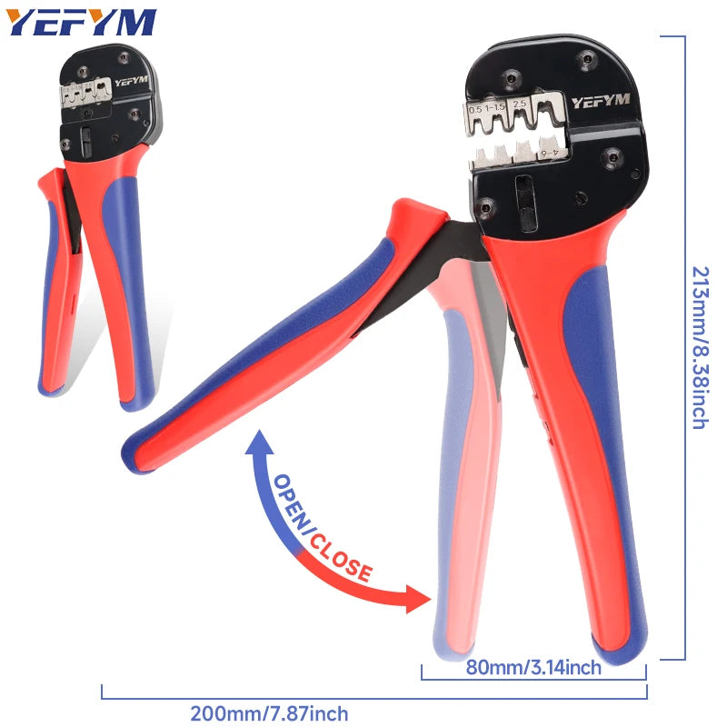 Crimping Tool For Non-Insulated Open Barrel Terminals & Receptacles Ratcheting Wire Crimpers AWG 20-10 (0.5-6mm²) YFP-04B