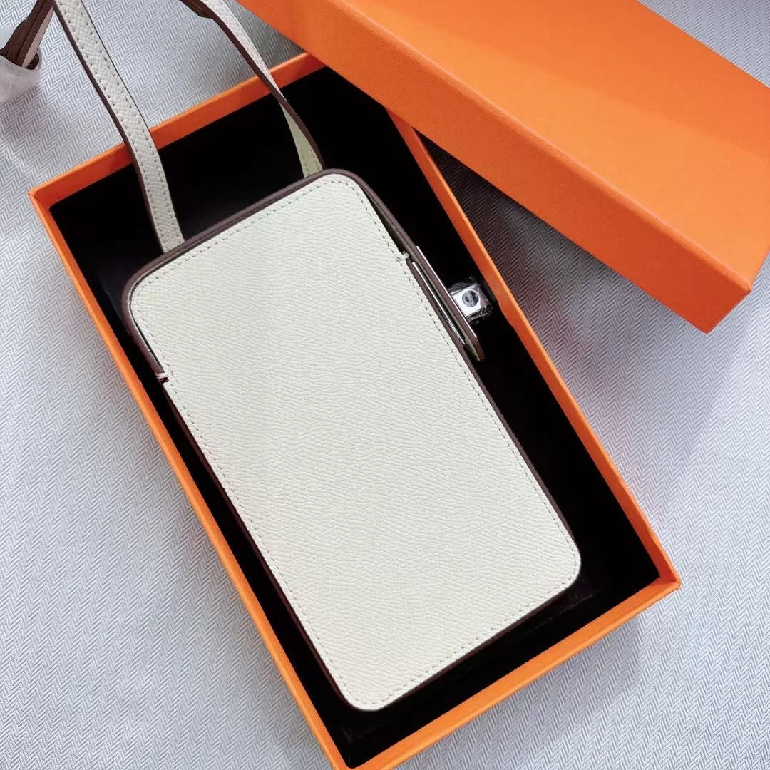 Luxury Design Phone Bag Women Lock Buckle Cell Phone Bag Fashion Hundred Leather Box Bag Simple Premium Sense Mini Shoulder