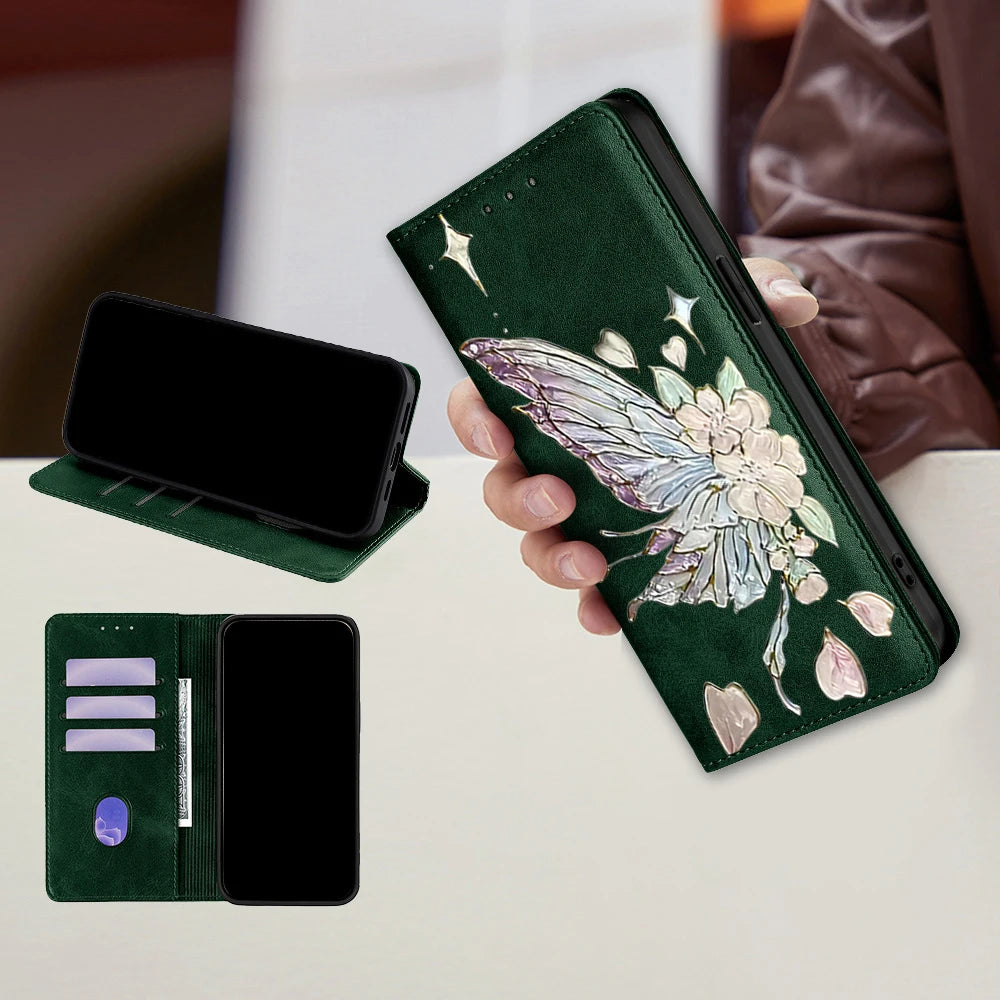 Painted Magnetic Flip Leather Wallet Case For Samsung Galaxy S26 Ultra S25 FE Galaxy S24 S23 S22 S25 Edge S26 Plus Cover Funda