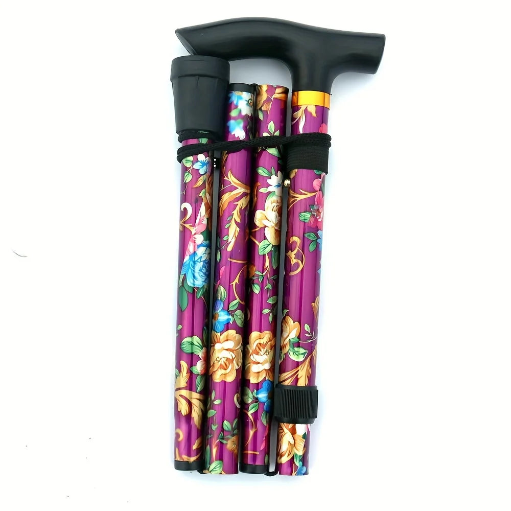 Lightweight & Adjustable Trekking Pole - Foldable Walking Stick/Cane With Rubber Handle for Men & Women