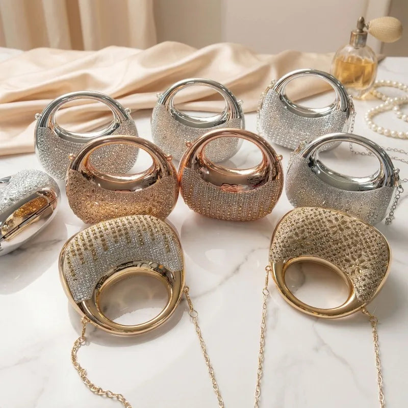 Mini Golden Evening Bag Purses and Handbags Luxury Designer Shoulder Bags Funny Shape Party Wedding Acrylic Clutch Purse