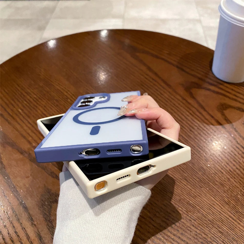 Transparent Magnetic Phone Case For Samsung A57 A54 A56 A36 A55 A35 A26 A25 A16 A06 S26 Ultra S25 S24 S23 FE S22 Plus Hard Cover