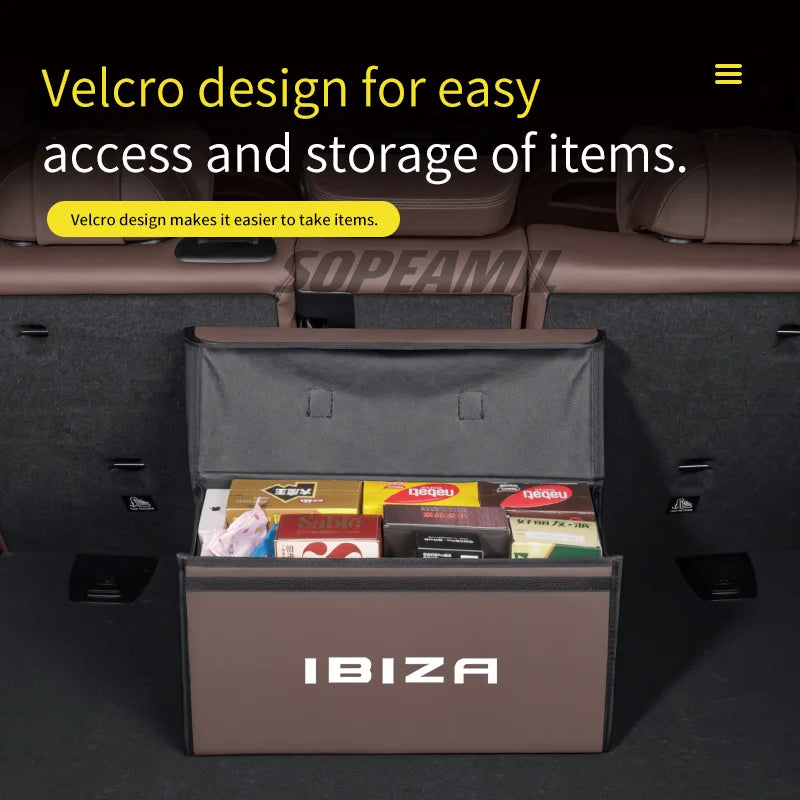 Car Trunk Organizing And Storage Box For Seat Leon IBIZA Brand new Leather Trunk storage box Automobile interior Accessories