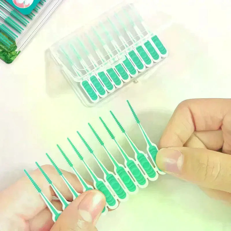 100Pcs Interdental Silicone Brushes Dental Toothpicks Brush Between Teeth With Thread Oral Cleaning Tools