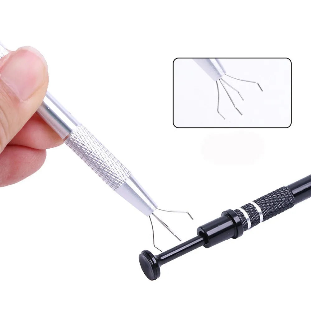 2Pcs 4 Prongs Jewelry Pick Up Holder Tool Prong Tweezer Bead Catcher Grabbers For Small Parts Pickup  Electronic Component Tools