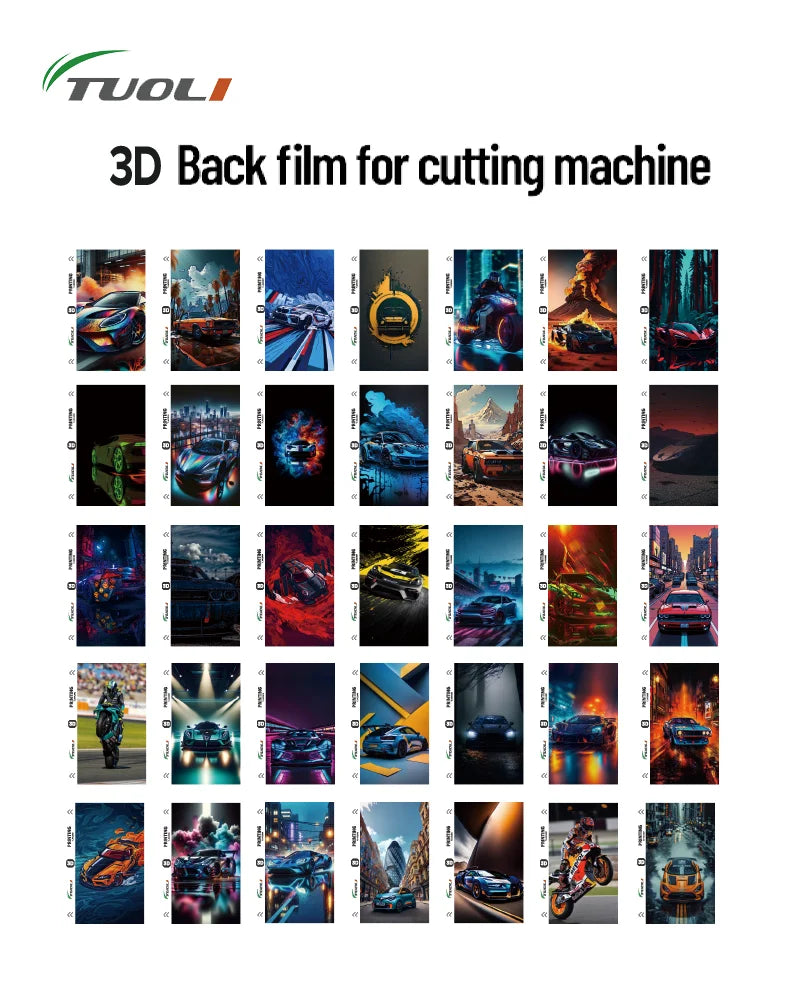 TUOLI Car Back Sticker for Mobile Phone Screen Protection Hydrogel HD Film Cutter Plotter Machine 3D Embossed Mix Skin Paper
