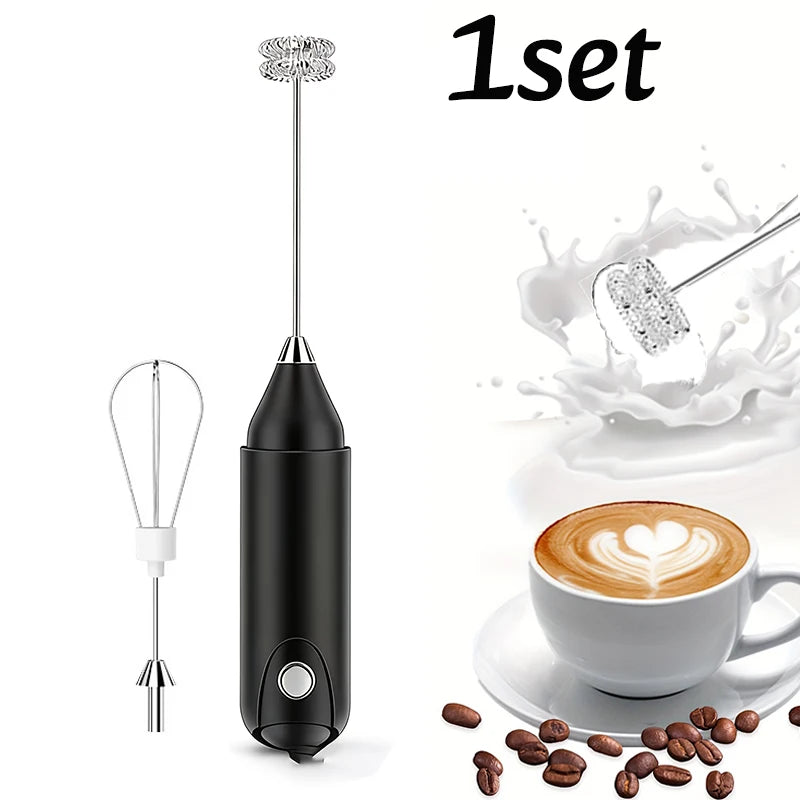 1/2sets Electric Handheld Egg Beater Coffee Milk Frother Portable Milk Foam Maker for Baking Food Mixer Essential Kitchen Tool