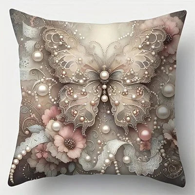Home decoration exquisite butterfly Double-sided Printed pillow cover Short plush Suitable living room sofas throw cushion cover