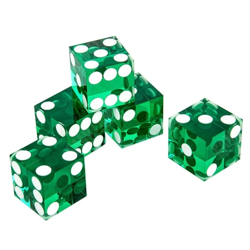 5pcs High-grade Acrylic Transparent Dice D6 19mm Casino Dice with Razor Edges XXUF
