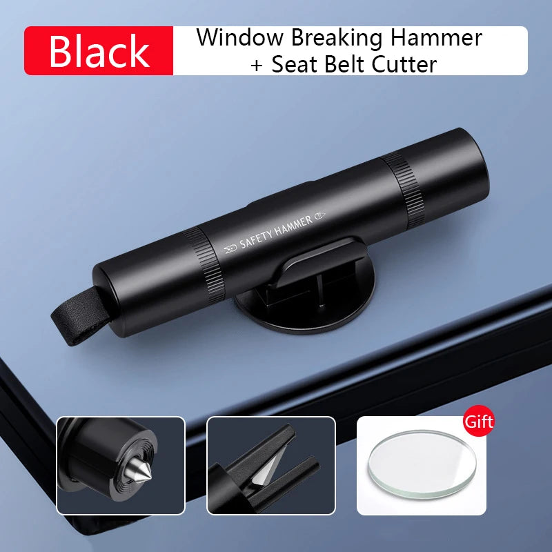 LEIBOO Car Safety Hammer Emergency Glass Breaker Seat Belt Cutter High Hardness Tungsten Steel 2in1 Rescue Tool Auto Accessories