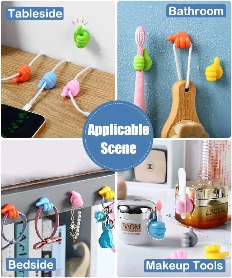 Multifunctional Silicone Thumb Hook Wire Organizer Hand Desk Dormitory Non-perforated Charging Line Fixed Receive Adhesive Hooks
