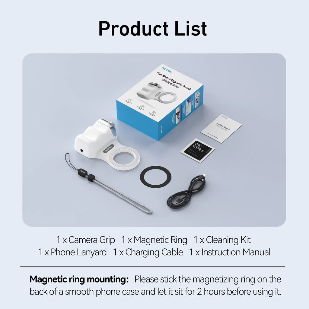 TELESIN Magnetic Phone Camera Shutter Grip and Fill Light Set Shooting Aid Remote Control Handle for Iphone HUAWEI SAMSUNG Phone