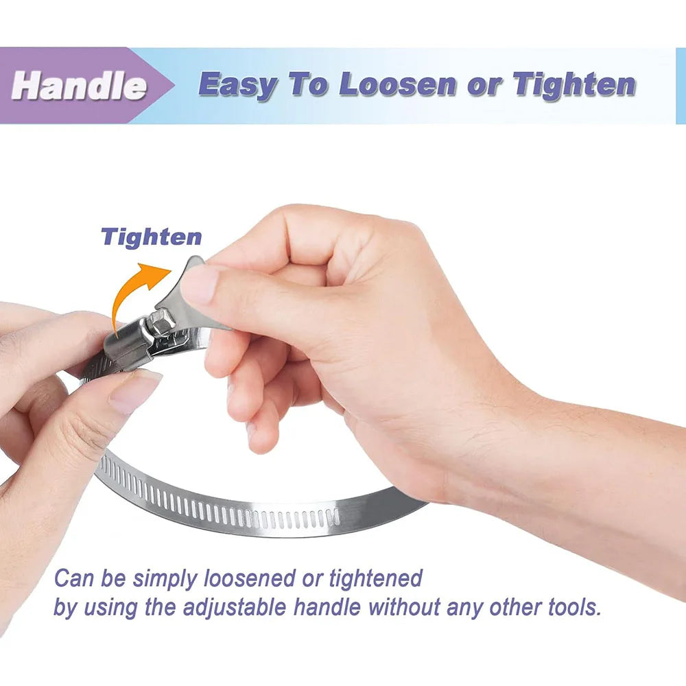 10pcs 304 Stainless Steel Hose Clamp Adjustable Finger Key Clamp Perfect for 6-44mm Pipes Automotive, and Mechanical Application