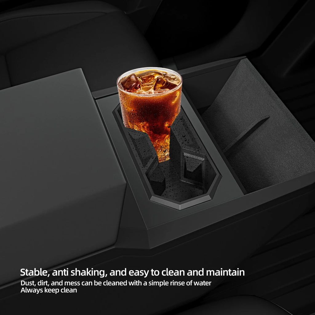 LUCKEASY for Tesla Cybertruck 2024-2026 Cup Holder Central Control Drinks Holder Silicone Water Cup Storage Box Car Accessories