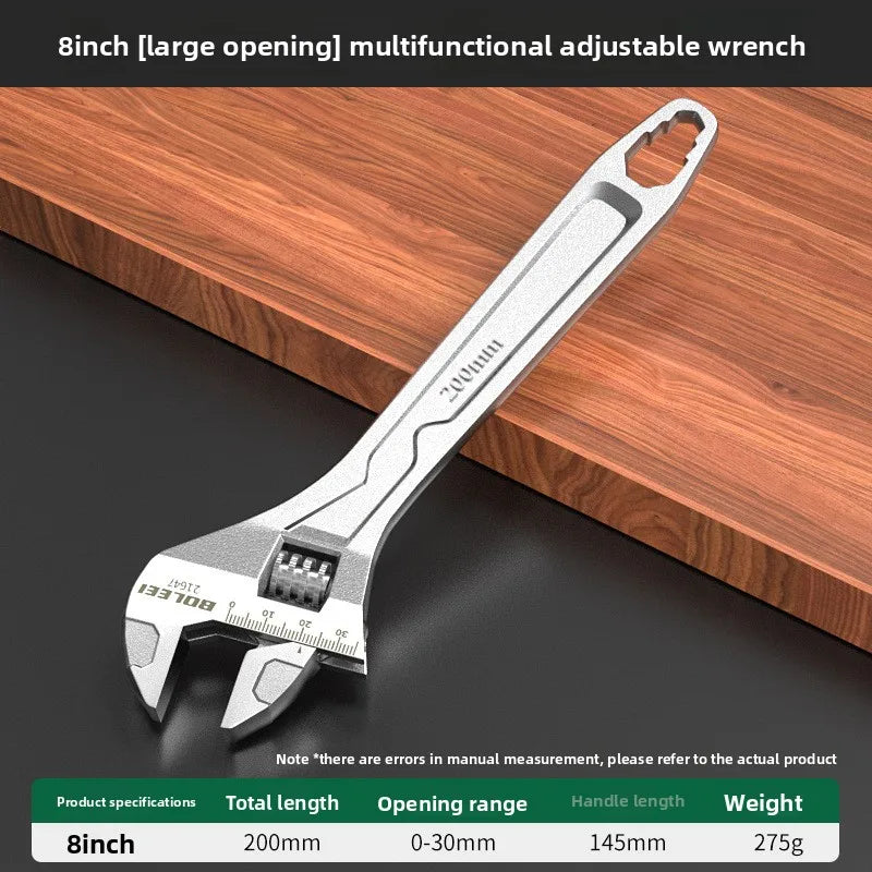 Adjustable Wrench Large Openin Long Handle Universal Spanner Clamp Wrench CR-V Steel Mechanical Workshop Hand Repair Tools