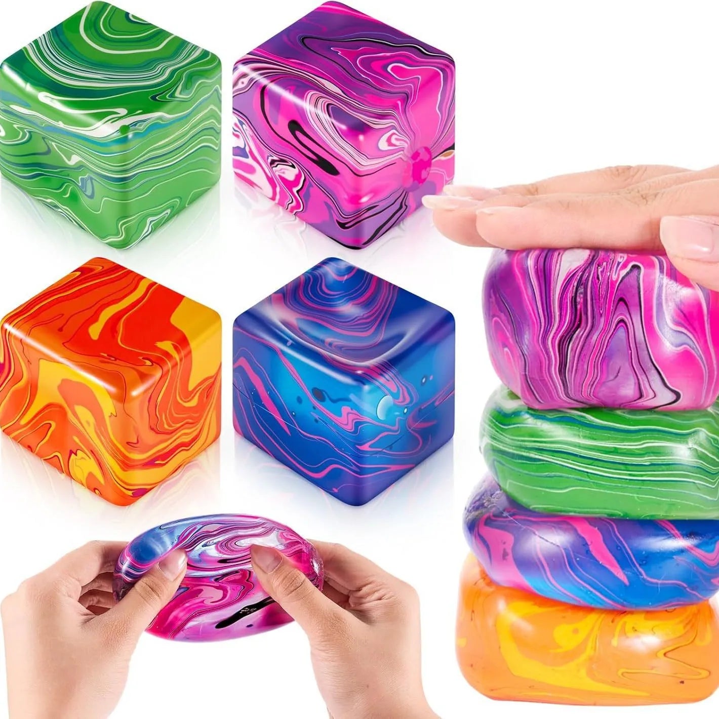 1/4PCS Flow Pattern Square Maltose Pinch Music Release Slow Rebound Release Pressure Colorful Decompression Party Favors
