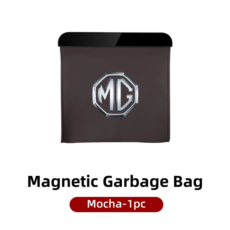 Magnetic Car Seatback Waste Storage Bag Leather Tools Box For Morris Garages MG 6 3 5 7 TF ZR ZS HS GS GT Hector RX5 RX8 350 550